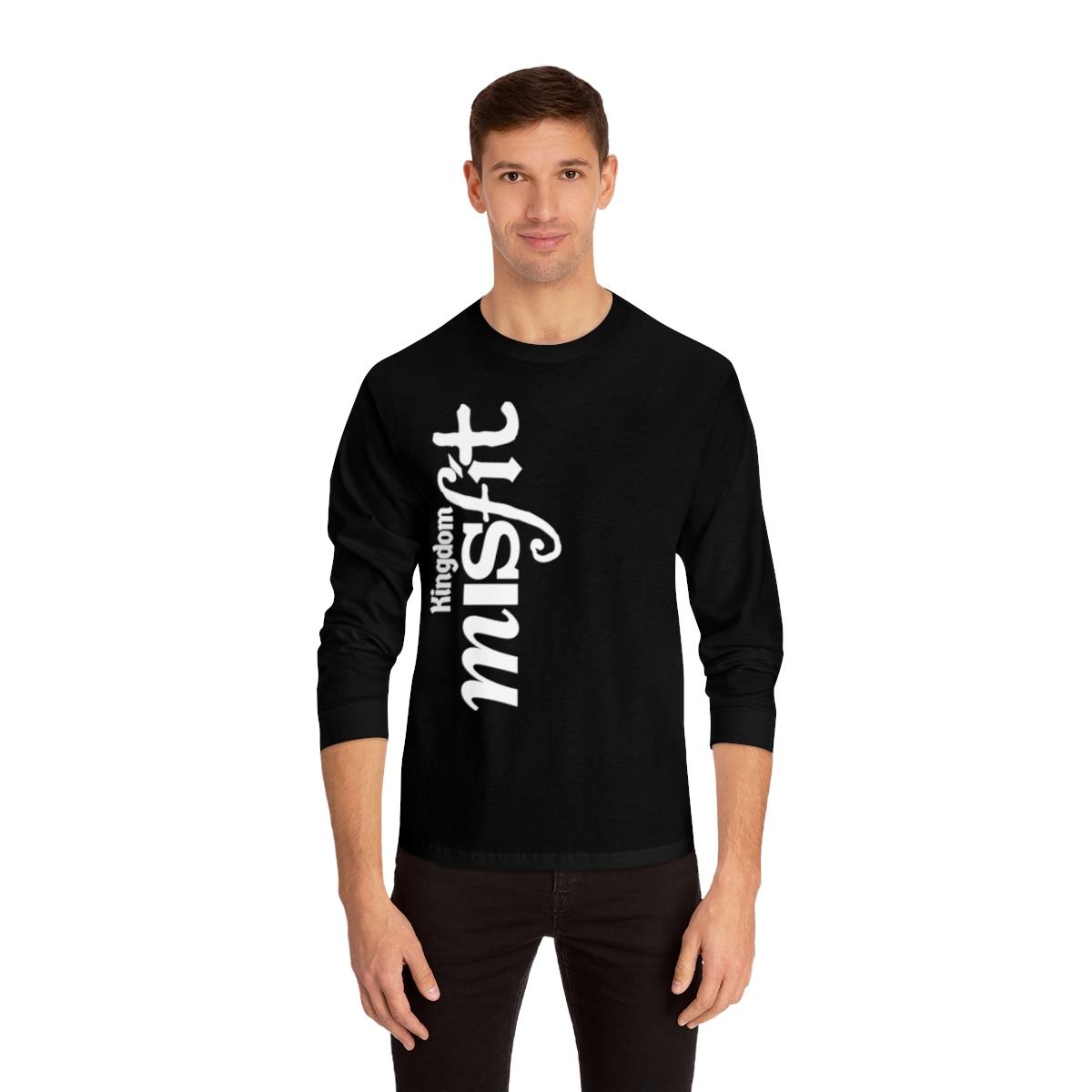 Kingdom Misfit (Text/Vertical) - Unisex Classic Long Sleeve T-Shirt - Image 4
